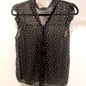 Black Blouse w/ tiny roses